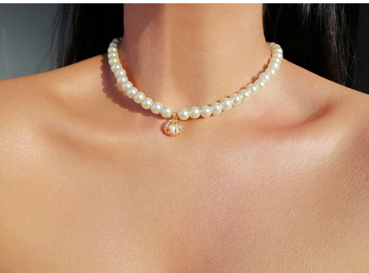 24K Guldpläterad Seashell Pärlhalsband