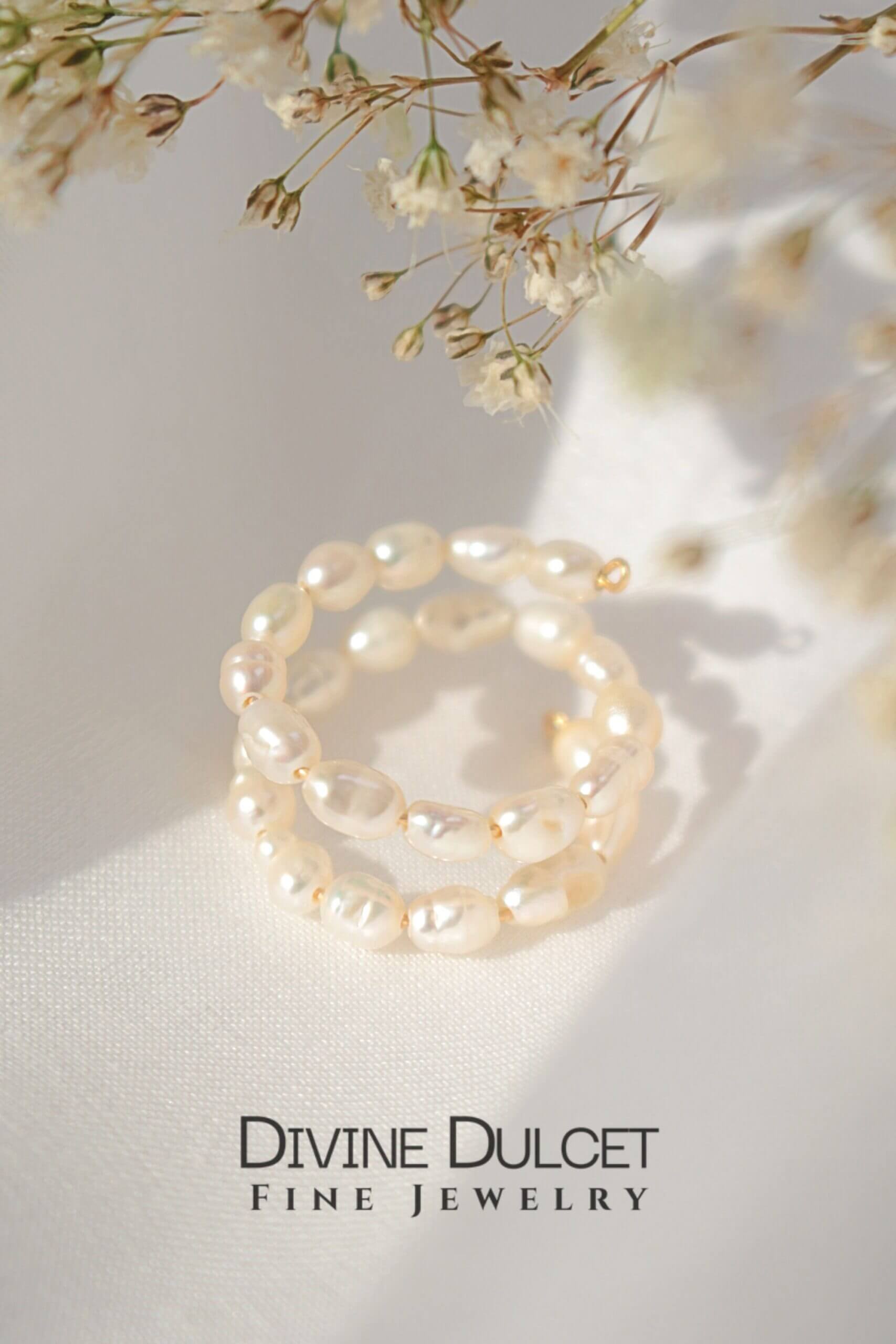 18 Karat Guldplätering Äkta Sötvattenspärlor Spiral Ring