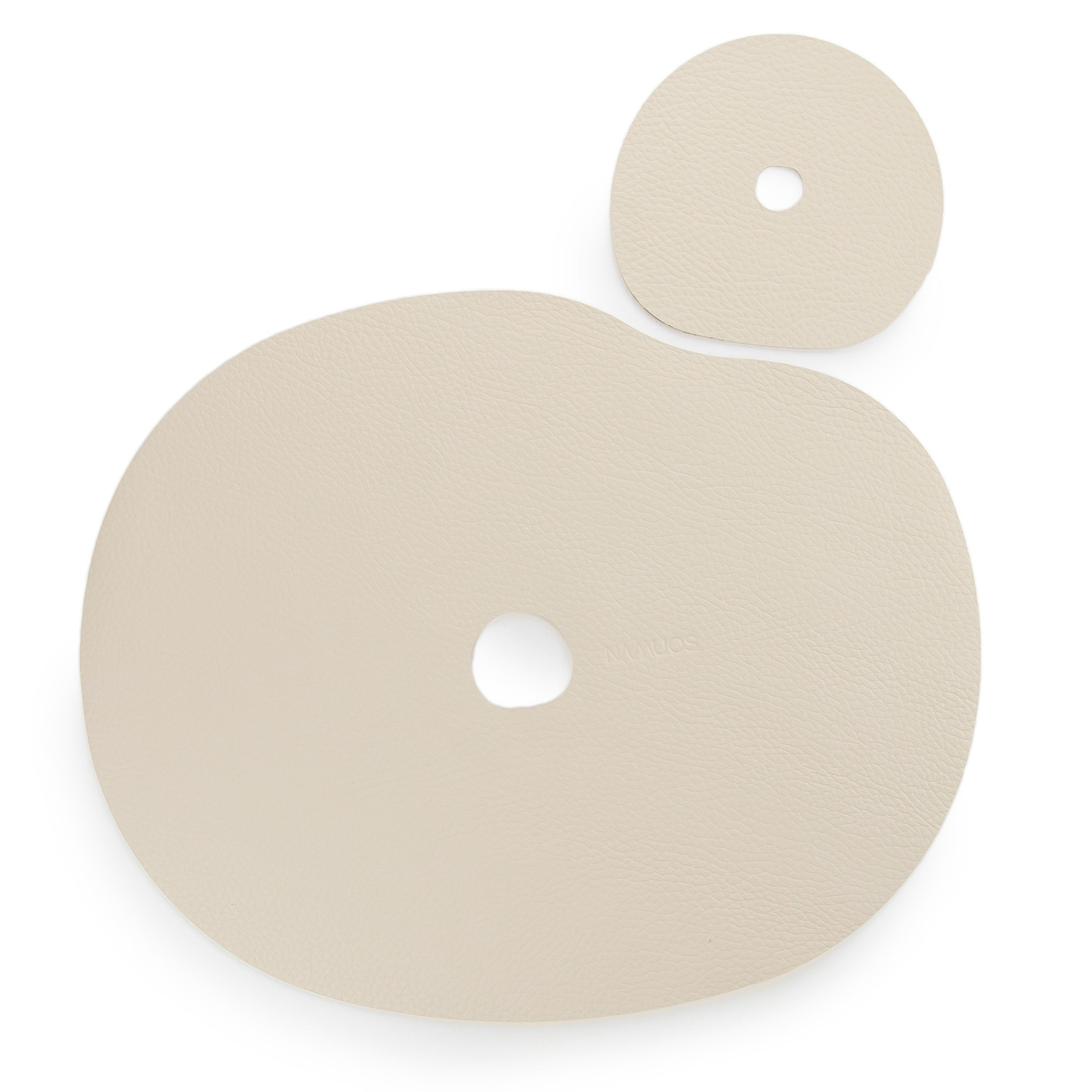 Bordsunderlägg och underlägg i naturläder, ivory