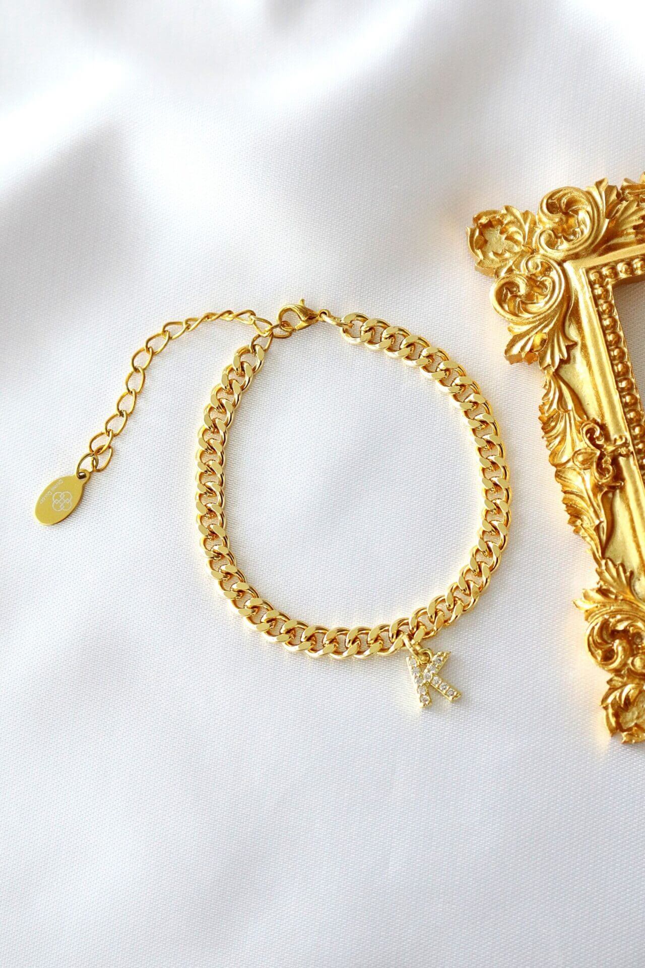 24 karats Guldpläterad Initialer Kedjaarmband