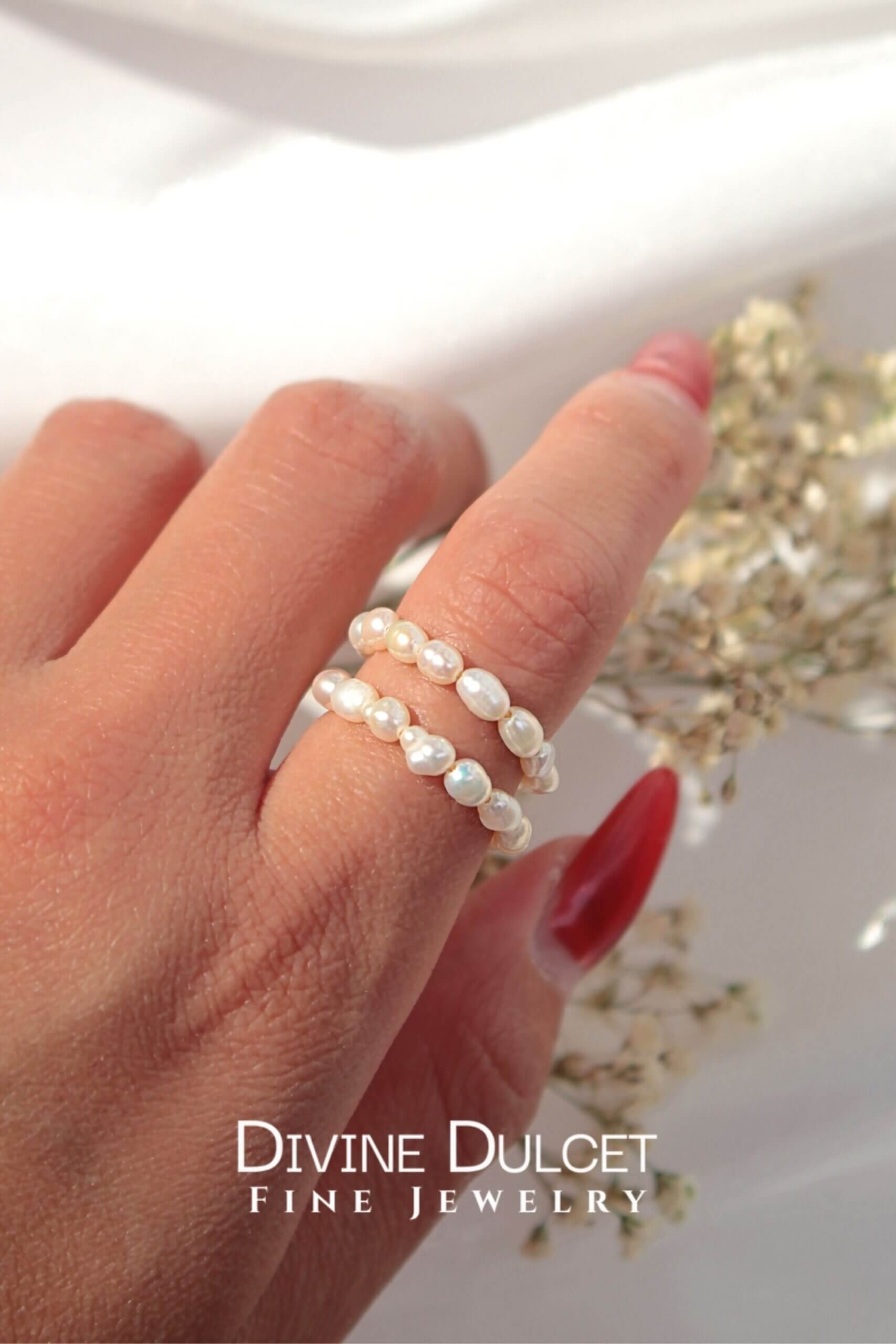18 Karat Guldplätering Äkta Sötvattenspärlor Spiral Ring