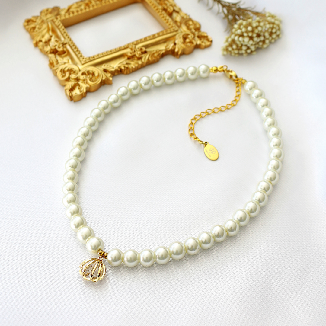 24K Guldpläterad Seashell Pärlhalsband