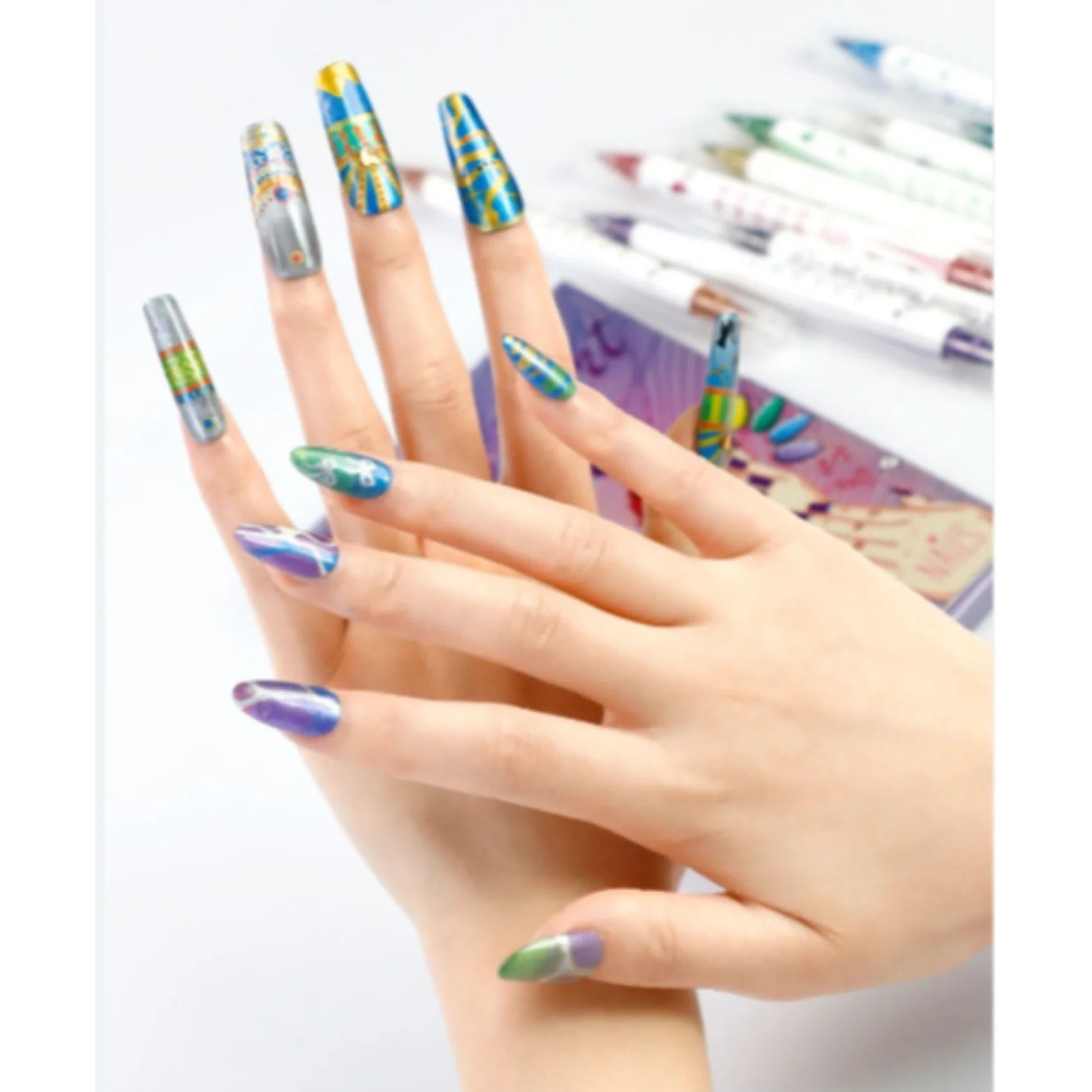 10-pack Nagelkit Set med 10 färger nagelkonstpennor, julklapp 2026 nya nagelkonstmarkörer för gelnaglar, 3D nagellackspennor linerpenna, rit- och målningsverktyg för DIY nagelkonstdesign