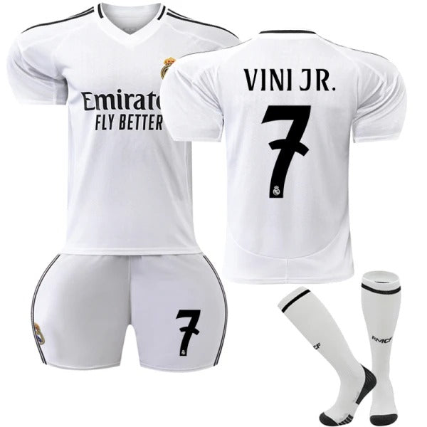 2024-2025 Real Madrid Home Shirt Kit Kids and Adults Vinicius No. 7 VINI JR