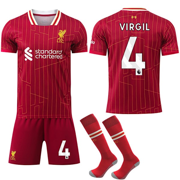 2024-2025 New Liverpool Home Kids Adult Football Shirt No.4 VIRGIL