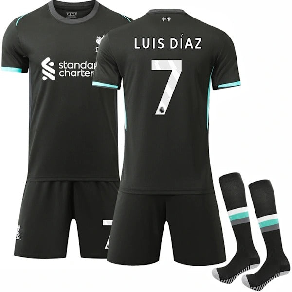 2024-2025 Liverpool FC Away Shirt Set for Kids with Socks No. 7 Luis Diaz