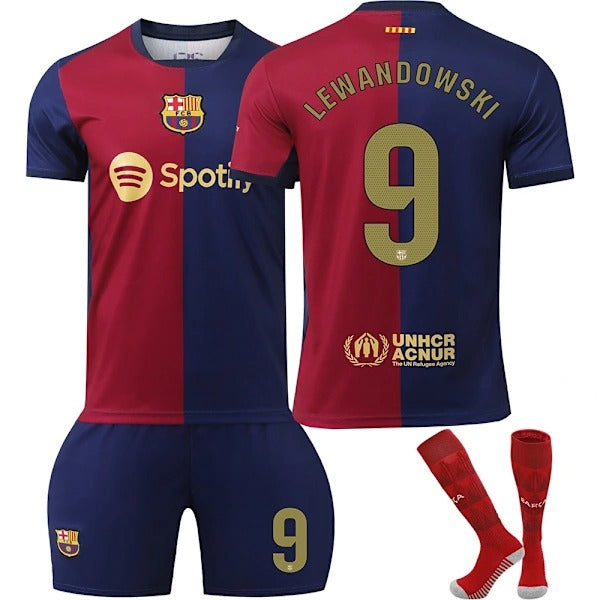 2024-2025 Barcelona home shirt Lewandowski soccer jerseys set No.9