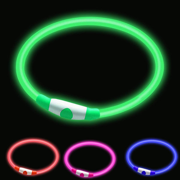 LED Hundhalsband – USB-laddningsbart Lyser starkt i mörker Öka säkerhet för ditt husdjur