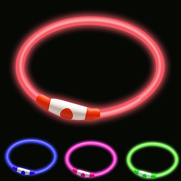 LED Hundhalsband – USB-laddningsbart Lyser starkt i mörker Öka säkerhet för ditt husdjur