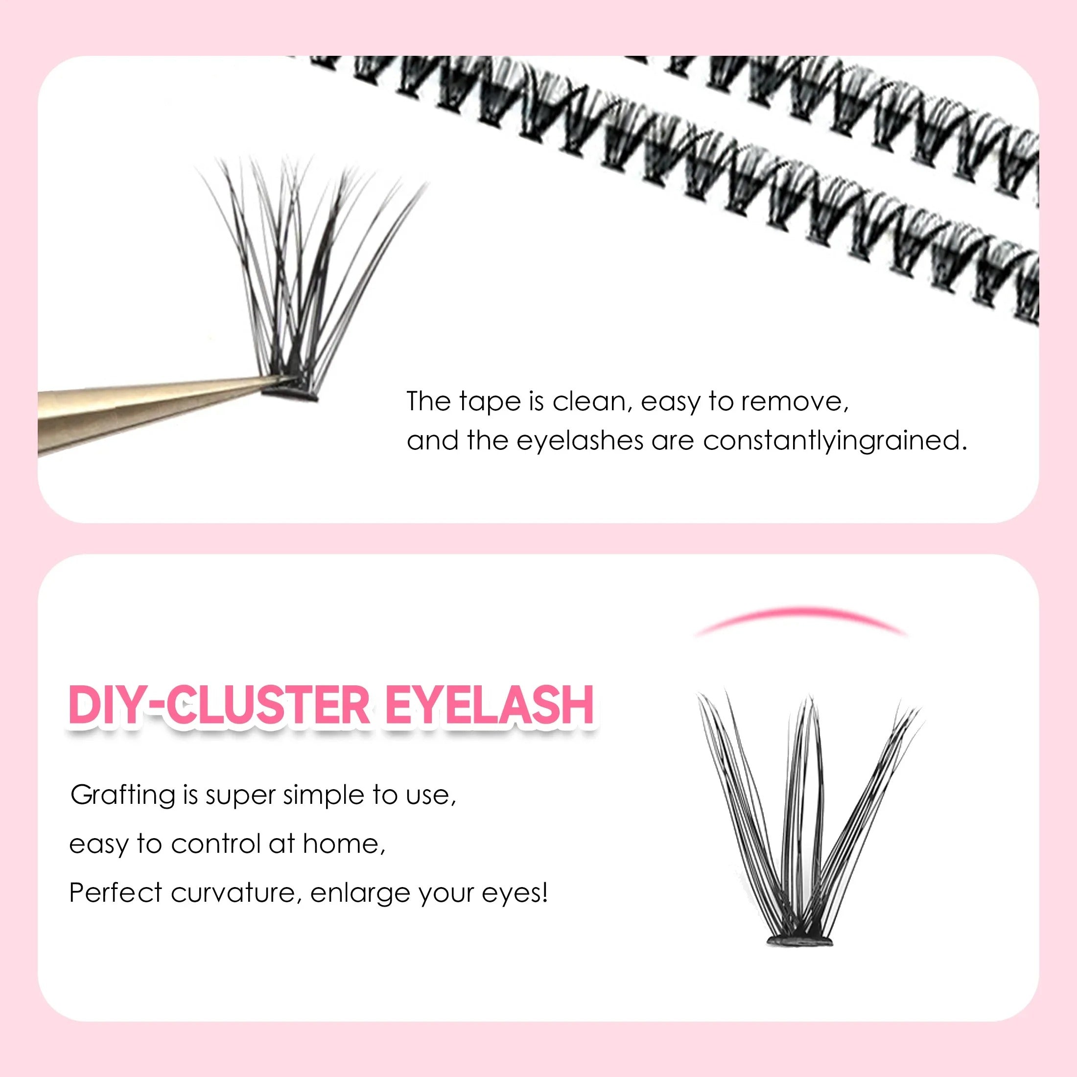 200 Mjuka DIY Lösögonfransset 4D med Cluster Lashes Nybörjare och Vana användare