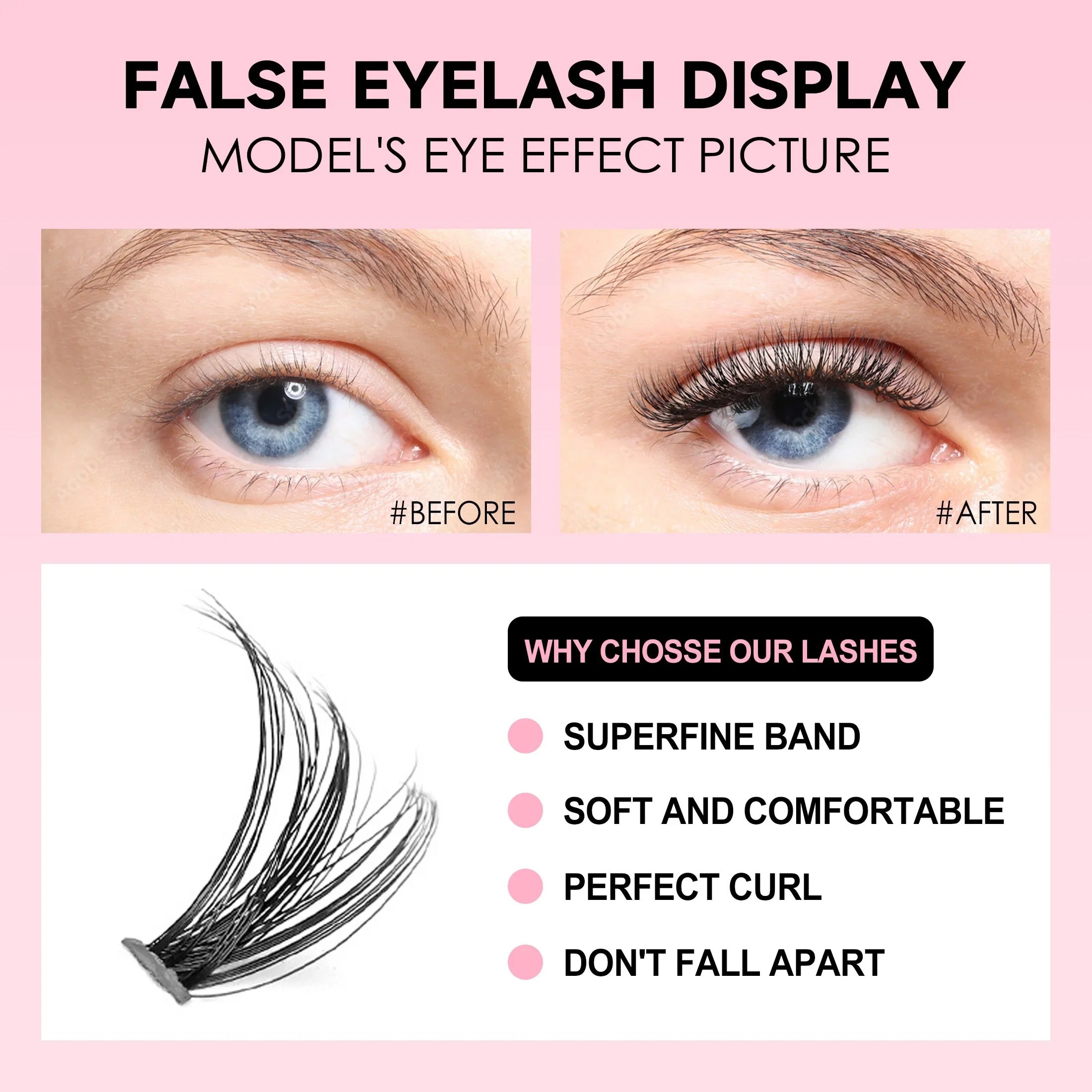 200 Mjuka DIY Lösögonfransset 4D med Cluster Lashes Nybörjare och Vana användare