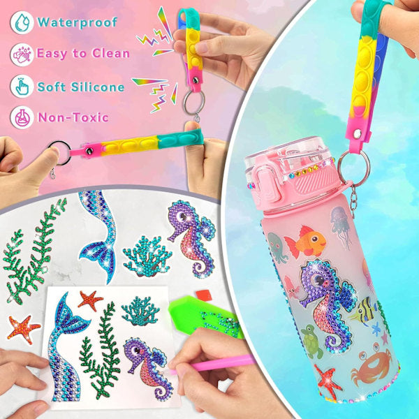 Unicorn Pysselset med Vattenflaska Smycka din Vattenflaska DIY
